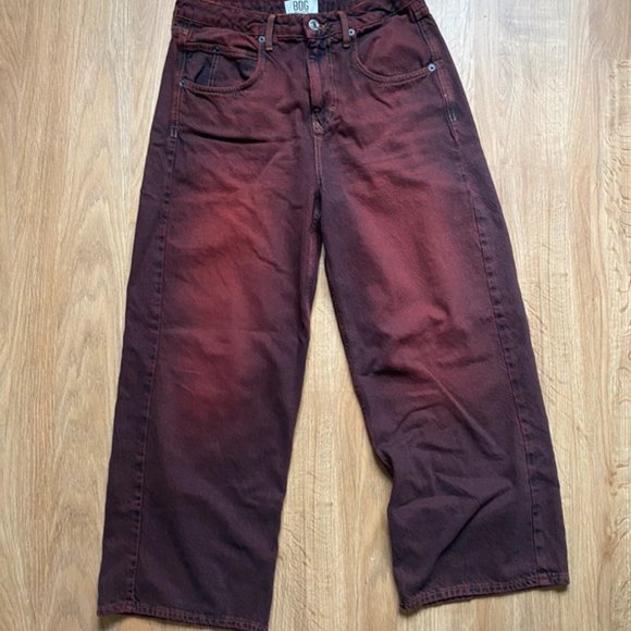BDG Jeans Urban Outfitters Wide Leg Baggy Red Wash Jeans - Picture 2 of 4